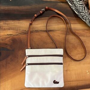 Dooney & Bourke White Bag with Brown Trim
